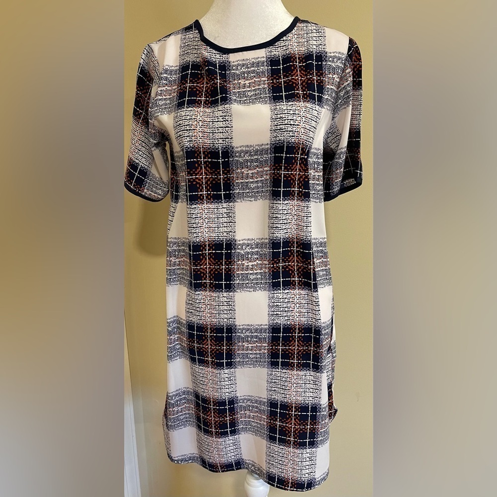 Boohoo orange, white and blue t-shirt dress​​​​​​
